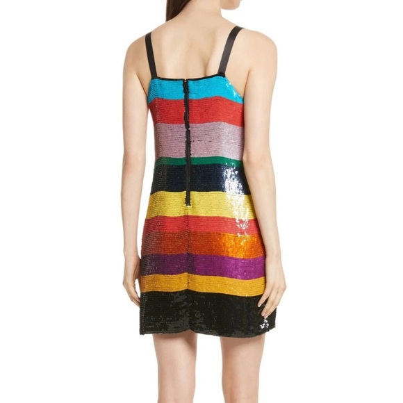 Alice & Olivia Bridget Striped Rainbow Sequin Dress - Picture 7 of 9